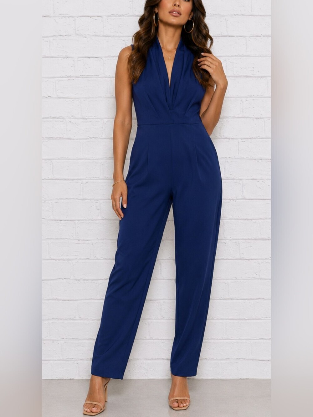 Fashion Nova Royal Blue Deep V Sleeveless Bodycon Jumpsuit XL
